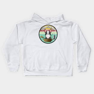 Cute french bulldog has gone fishing Kids Hoodie